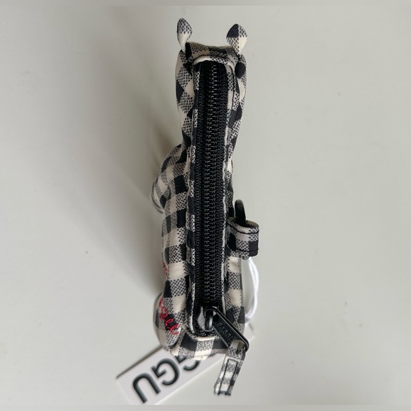 NEW Baggu Horse Charm Nylon Bag Keychain Pony Holder Gingham Plaid Black - Picture 2 of 6